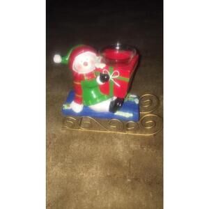 Christmas/Winter Snowman on Sled Figurine/Votive Holder